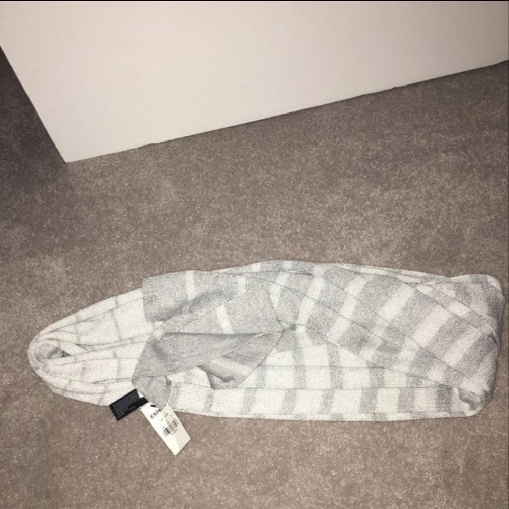 Express Gray Striped Sparkly Scarf